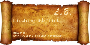 Lisching Bálint névjegykártya